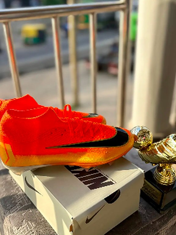 Orange gradient high-top boots