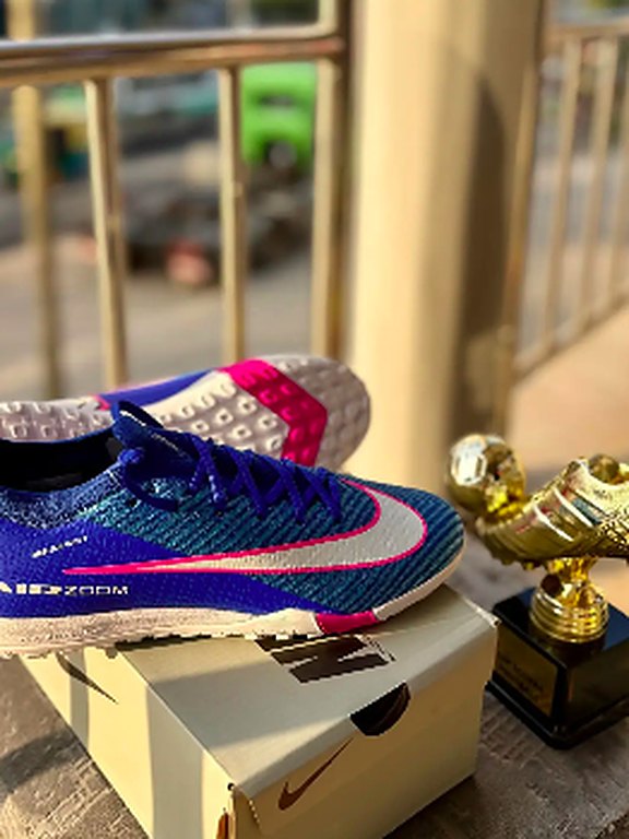 Blue and pink turf shoes
